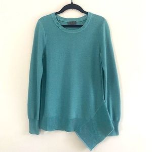 The Limited || Blue Sweater Knit L/S Top With Assymetrical Hem Detail Si…